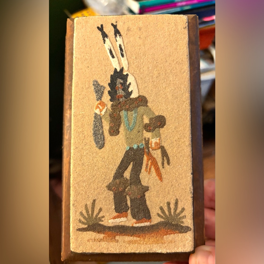 Vintage Native American Sand Painting of Yei-bei-chai Dancer, Navajo in Arizona